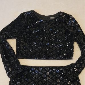 Black Sequins 2 piece skirt set